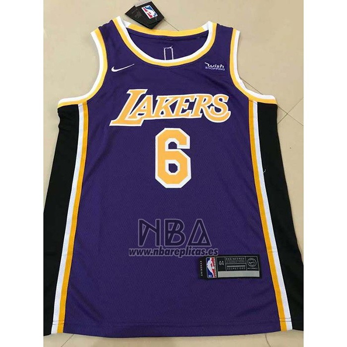 Camiseta Los Angeles Lakers LeBron James NO 6 Statement 2021-22 Violeta